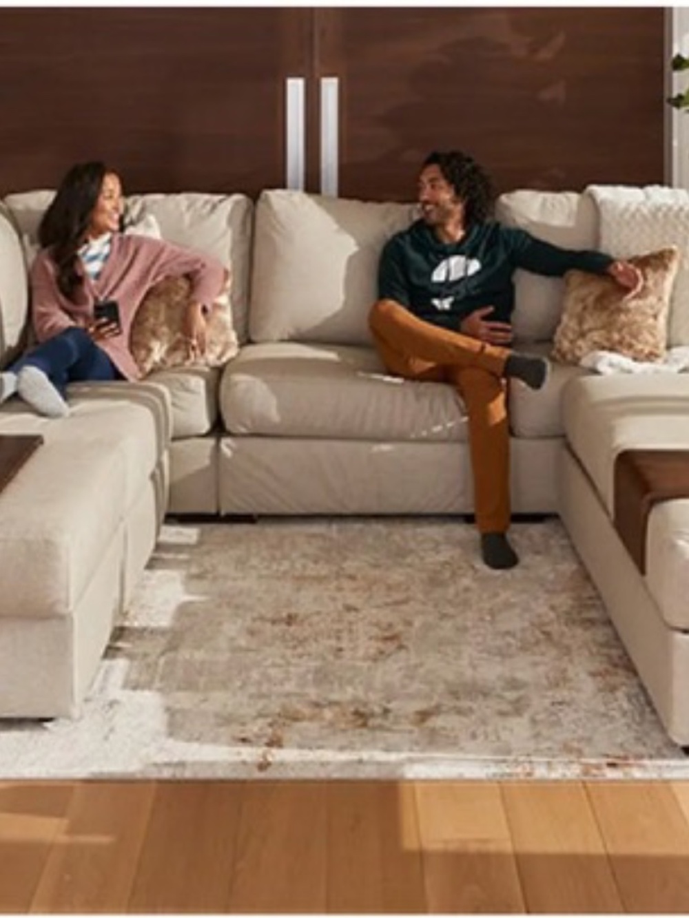 Lovesac Sactionals Table Ottoman Tray Dark Walnut, No handles - Picture 2 of 3